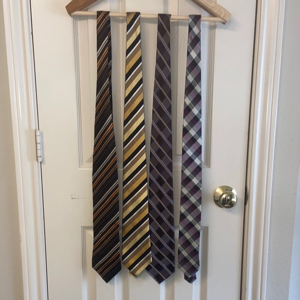 4pc Striped Plaid Ties, 100% silk, haggar, Seanjohn, Michael Kors, Esquires